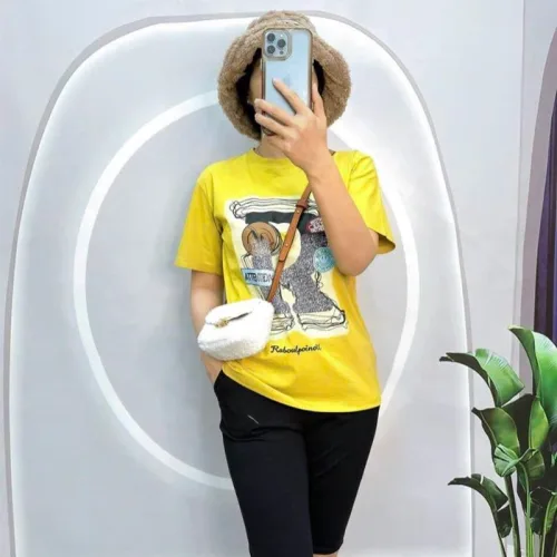 Đồ bộ quần ngố đen áo tay ngắn in hình