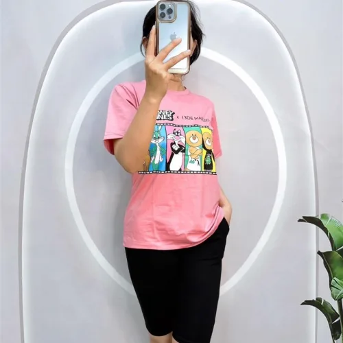 Đồ bộ quần ngố đen áo tay ngắn in hình