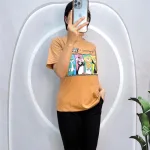 Đồ bộ quần ngố đen áo tay ngắn in hình