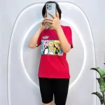 Đồ bộ quần ngố đen áo tay ngắn in hình