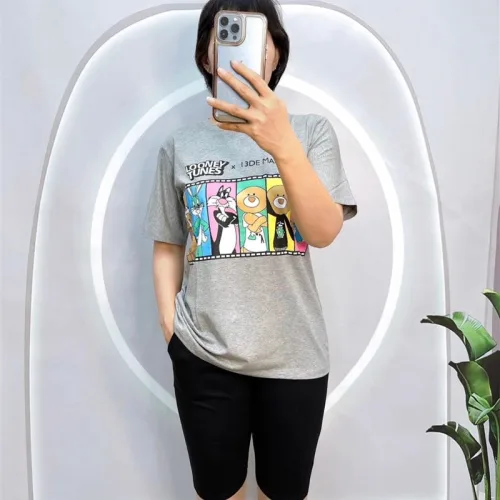 Đồ bộ quần ngố đen áo tay ngắn in hình