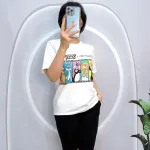 Đồ bộ quần ngố đen áo tay ngắn in hình