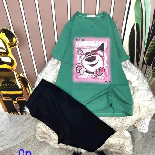 Đồ bộ quần ngố đen áo tay ngắn in hình