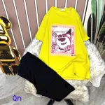 Đồ bộ quần ngố đen áo tay ngắn in hình