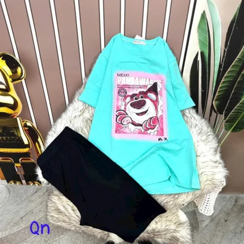 Đồ bộ quần ngố đen áo tay ngắn in hình