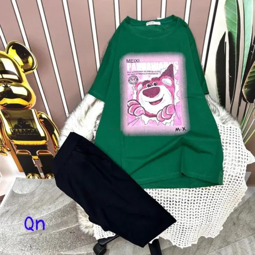 Đồ bộ quần ngố đen áo tay ngắn in hình