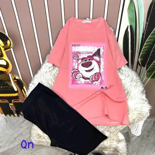 Đồ bộ quần ngố đen áo tay ngắn in hình
