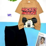 Đồ bộ quần ngố đen áo tay ngắn in hình chuột mickey
