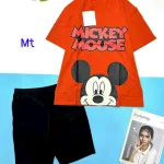 Đồ bộ quần ngố đen áo tay ngắn in hình chuột mickey