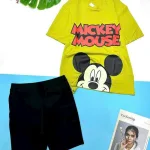 Đồ bộ quần ngố đen áo tay ngắn in hình chuột mickey