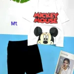 Đồ bộ quần ngố đen áo tay ngắn in hình chuột mickey