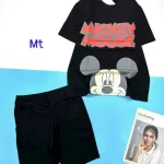 Đồ bộ quần ngố đen áo tay ngắn in hình chuột mickey
