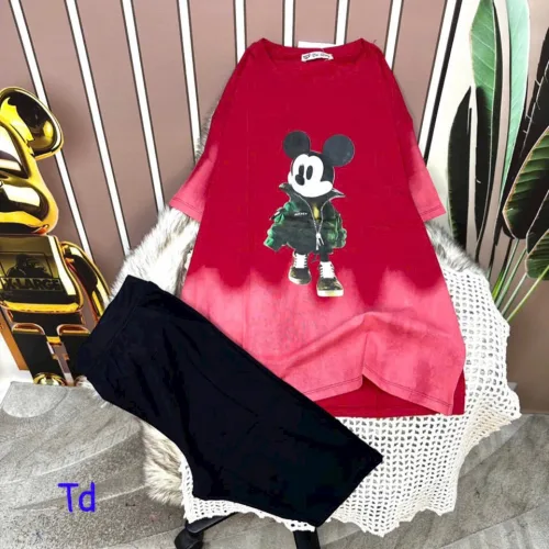 Đồ bộ quần ngố đen áo tay ngắn in hình chuột mickey