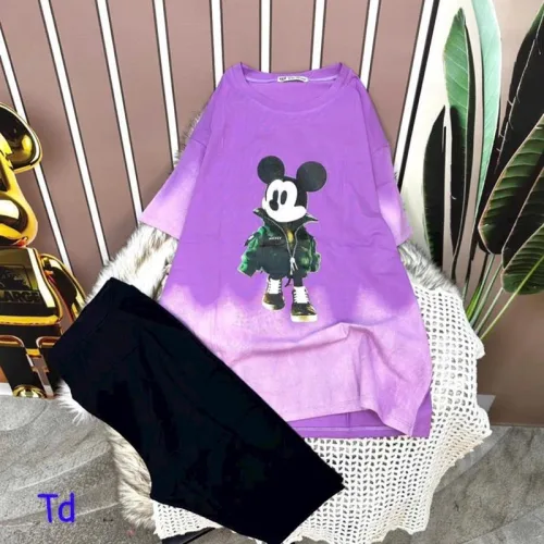 Đồ bộ quần ngố đen áo tay ngắn in hình chuột mickey