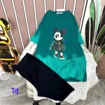 Đồ bộ quần ngố đen áo tay ngắn in hình chuột mickey