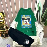 Đồ bộ quần ngố đen áo tay ngắn in hình chuột mickey