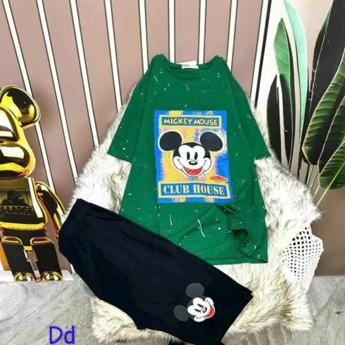 Đồ bộ quần ngố đen áo tay ngắn in hình chuột mickey