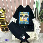 Đồ bộ quần ngố đen áo tay ngắn in hình chuột mickey