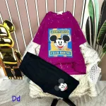 Đồ bộ quần ngố đen áo tay ngắn in hình chuột mickey