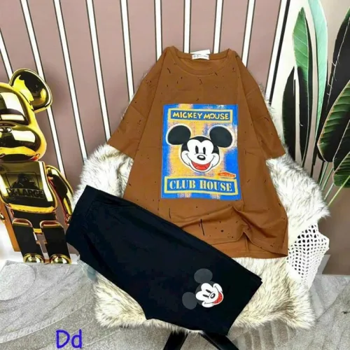 Đồ bộ quần ngố đen áo tay ngắn in hình chuột mickey