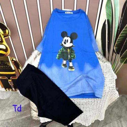 Đồ bộ quần ngố đen áo tay ngắn in hình chuột mickey