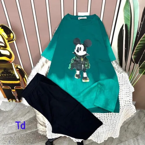 Đồ bộ quần ngố đen áo tay ngắn in hình chuột mickey