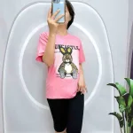 Đồ bộ quần ngố đen áo tay ngắn in hình con thỏ