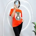 Đồ bộ quần ngố đen áo tay ngắn in hình con thỏ
