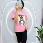 Đồ bộ quần ngố đen áo tay ngắn in hình con thỏ