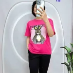 Đồ bộ quần ngố đen áo tay ngắn in hình con thỏ