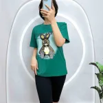 Đồ bộ quần ngố đen áo tay ngắn in hình con thỏ