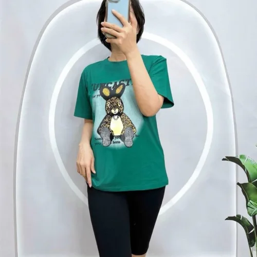 Đồ bộ quần ngố đen áo tay ngắn in hình con thỏ