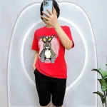 Đồ bộ quần ngố đen áo tay ngắn in hình con thỏ
