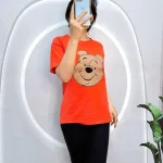 Đồ bộ quần ngố đen áo tay ngắn in hình đầu gấu