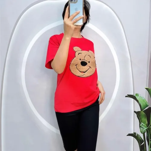 Đồ bộ quần ngố đen áo tay ngắn in hình đầu gấu