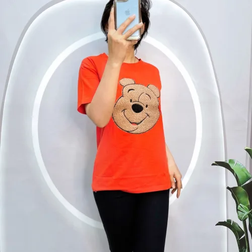 Đồ bộ quần ngố đen áo tay ngắn in hình đầu gấu