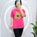 Đồ bộ quần ngố đen áo tay ngắn in hình đầu gấu