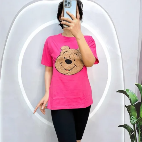 Đồ bộ quần ngố đen áo tay ngắn in hình đầu gấu