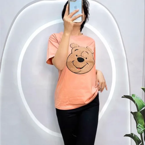 Đồ bộ quần ngố đen áo tay ngắn in hình đầu gấu