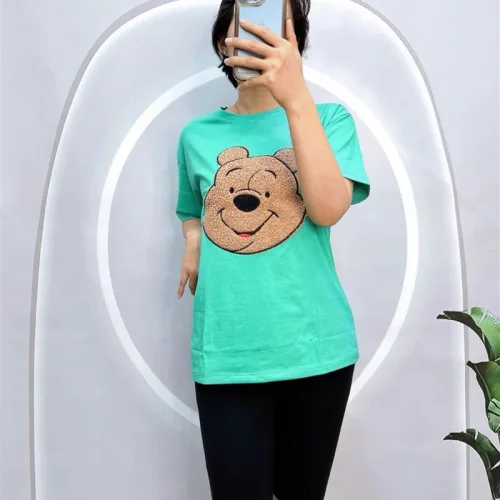 Đồ bộ quần ngố đen áo tay ngắn in hình đầu gấu