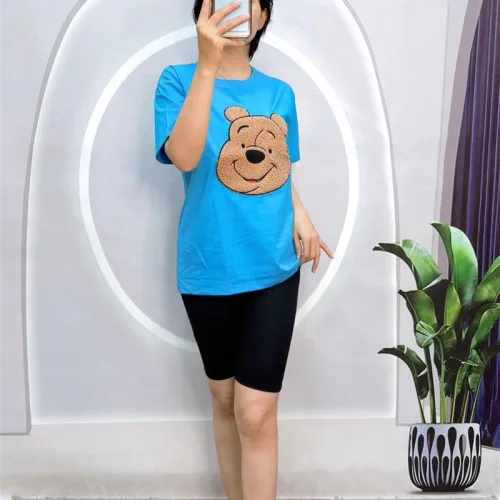 Đồ bộ quần ngố đen áo tay ngắn in hình đầu gấu