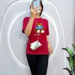 Đồ bộ quần ngố đen áo tay ngắn in hình gấu