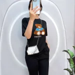 Đồ bộ quần ngố đen áo tay ngắn in hình gấu