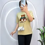 Đồ bộ quần ngố đen áo tay ngắn in hình gấu