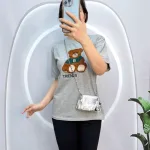 Đồ bộ quần ngố đen áo tay ngắn in hình gấu