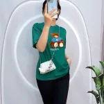 Đồ bộ quần ngố đen áo tay ngắn in hình gấu