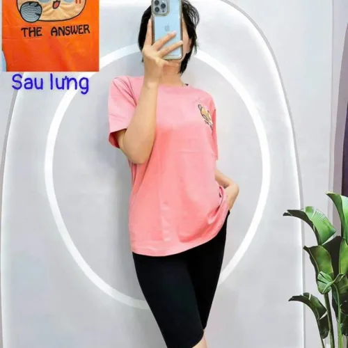 Đồ bộ quần ngố đen áo tay ngắn in hình gấu form rộng