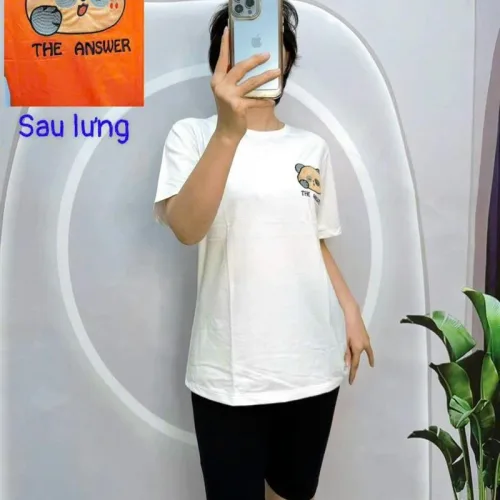 Đồ bộ quần ngố đen áo tay ngắn in hình gấu form rộng