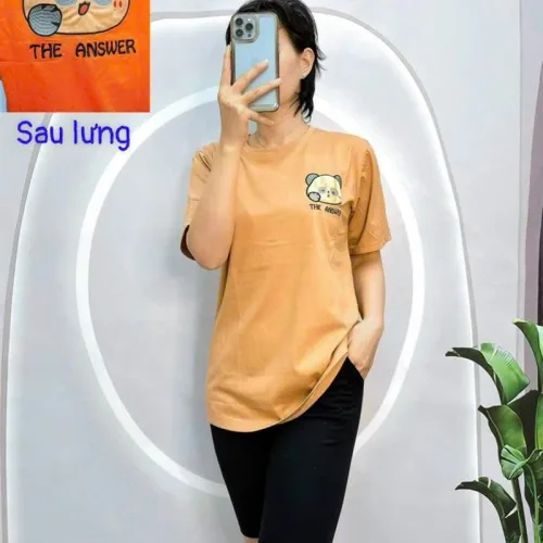 Đồ bộ quần ngố đen áo tay ngắn in hình gấu form rộng