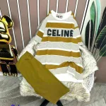 Đồ bộ quần ngố màu áo tay ngắn cổ tròn in chữ celine